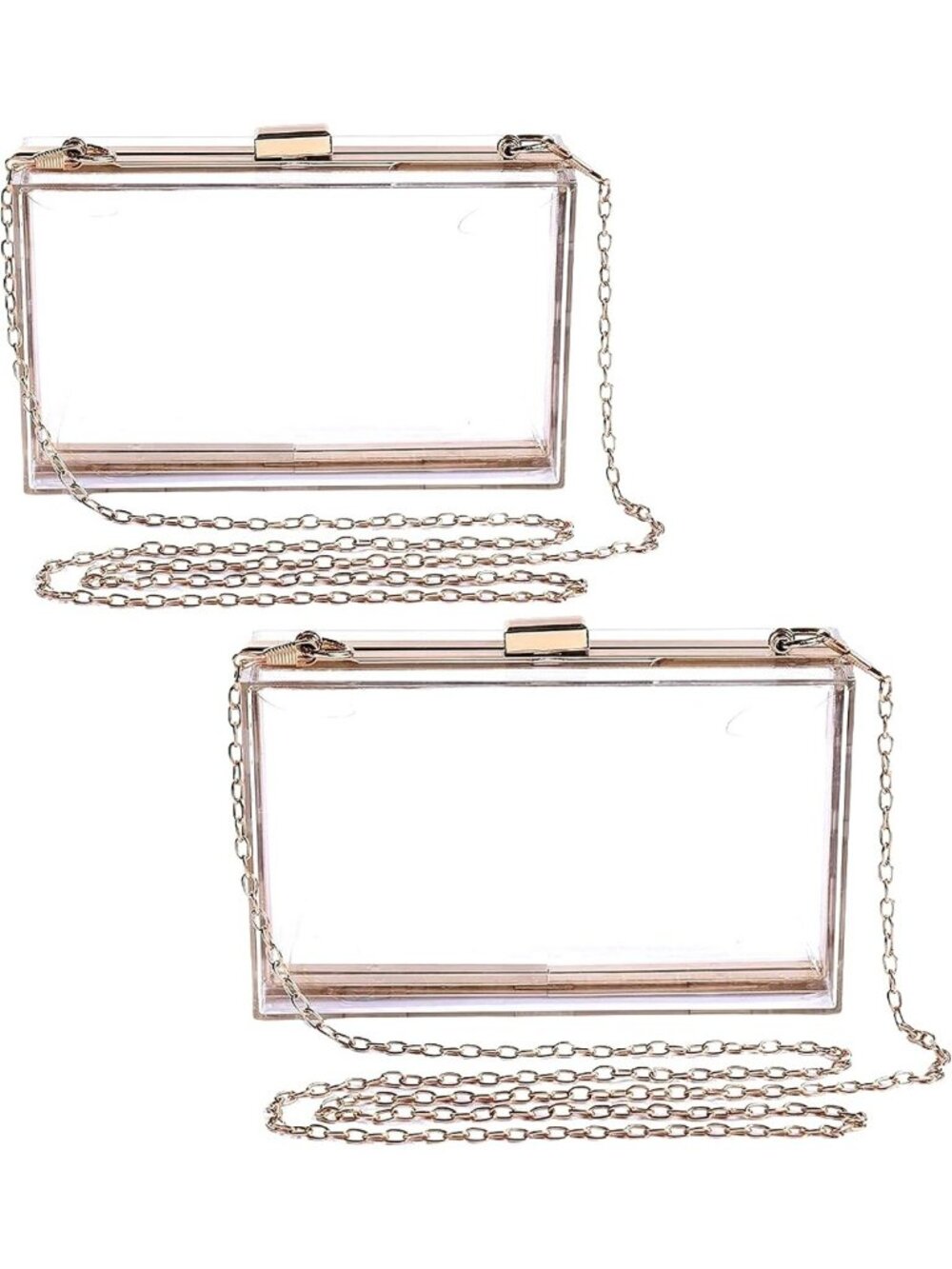 2-Pack Clear Acrylic Clutch Purse Set - Stadium Approved Crossbody Handbags